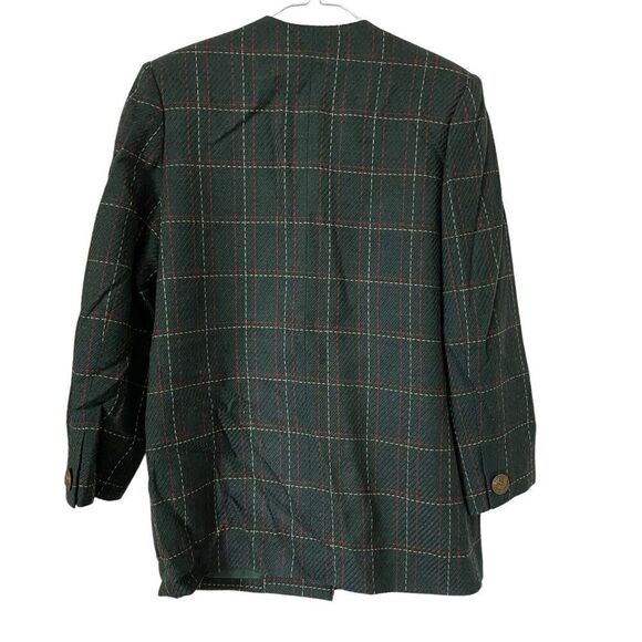 Vintage Harve Benard Suit Jacket 10 and Skirt 14 Womens Green Plaid Wool - Picture 3 of 8